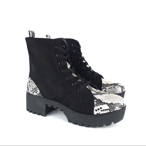 faux suede platform combat boots